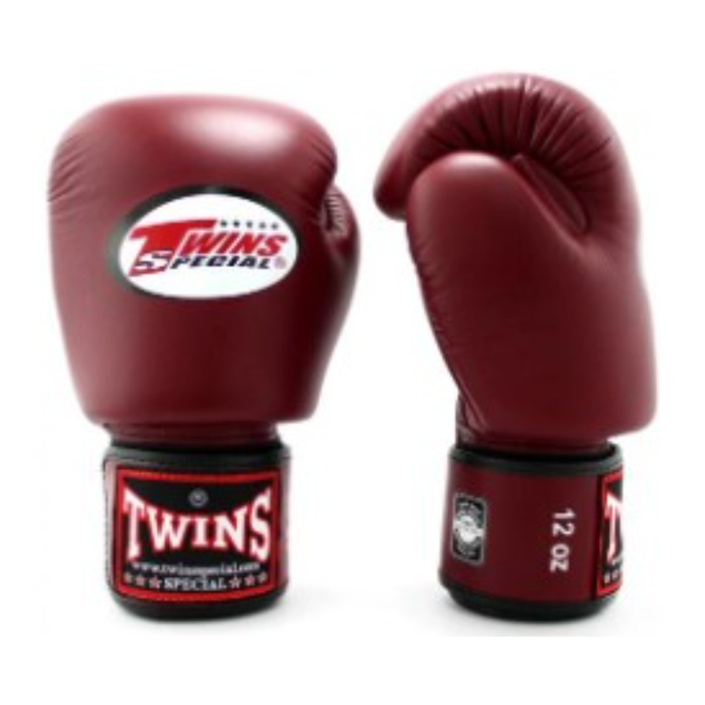 כפפות אגרוף חברת Twins בצבעים שחור, לבן ובורדו דגם BGVL3